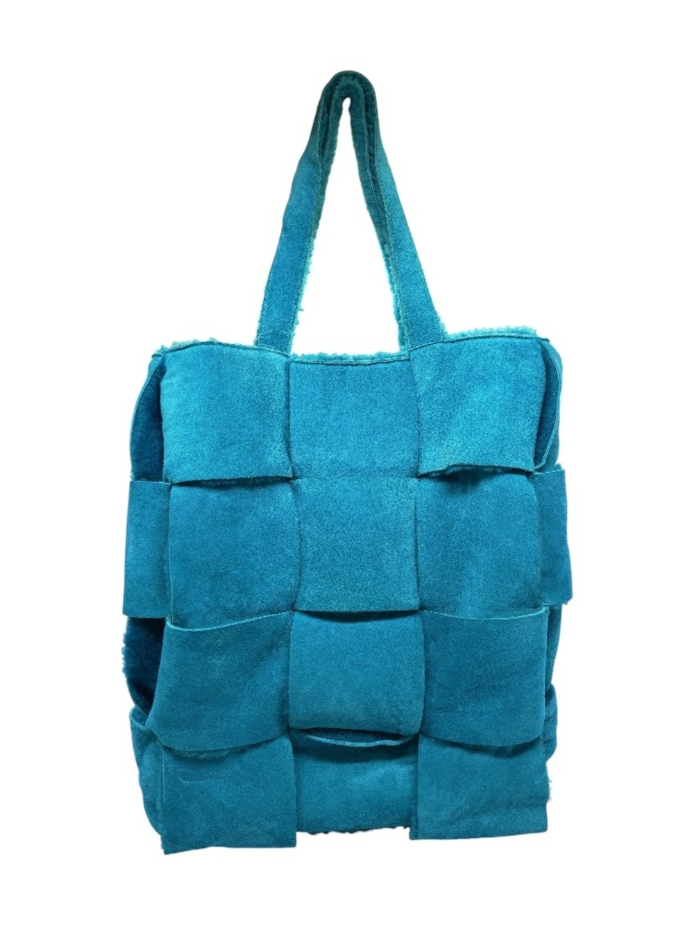 Bottega Veneta Blaster Reversible Intrecciato Suede and Shearling Arco Tote Bag.